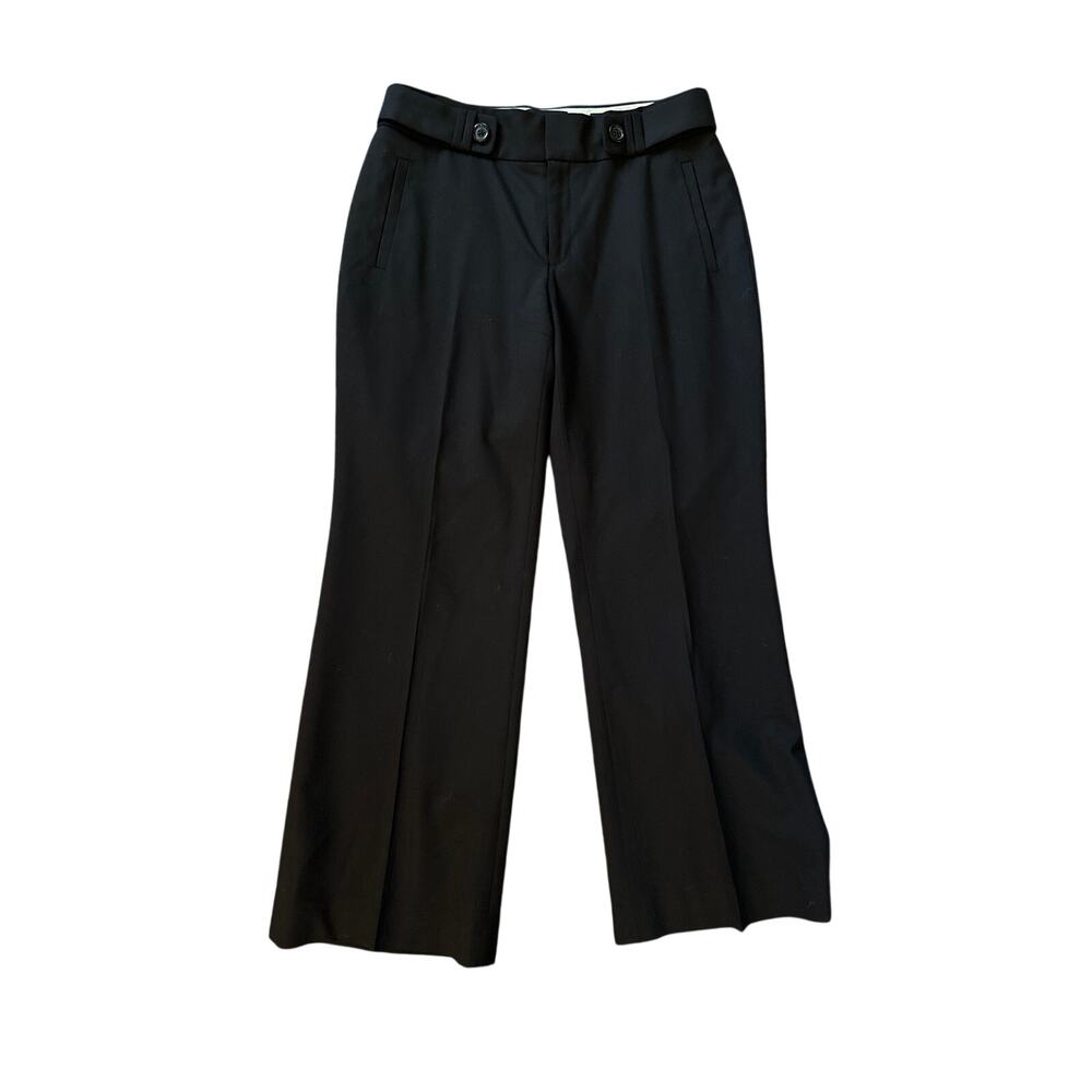 Women 4 Banana Republic Jackson Wide Leg Essential Suit Pant Stretch Black Wool